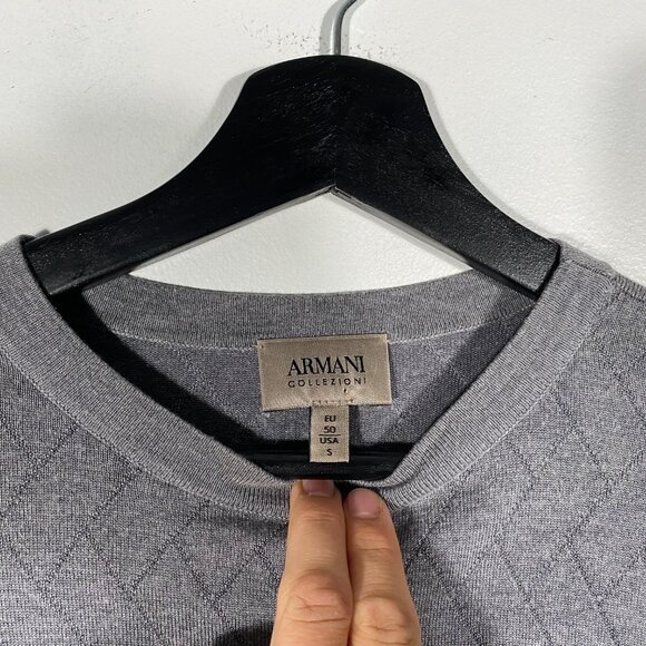 Armani Collezioni Viscose Blend Knit Crewneck Sweater Gray Size 50 / US Small - Picture 3 of 7